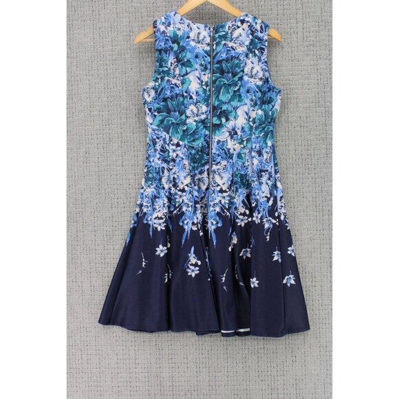 Danny And Nicole A Line Dress Womens Sz 10 Blue Casual Floral Pattern Sleeveless - Picture 5 of 7